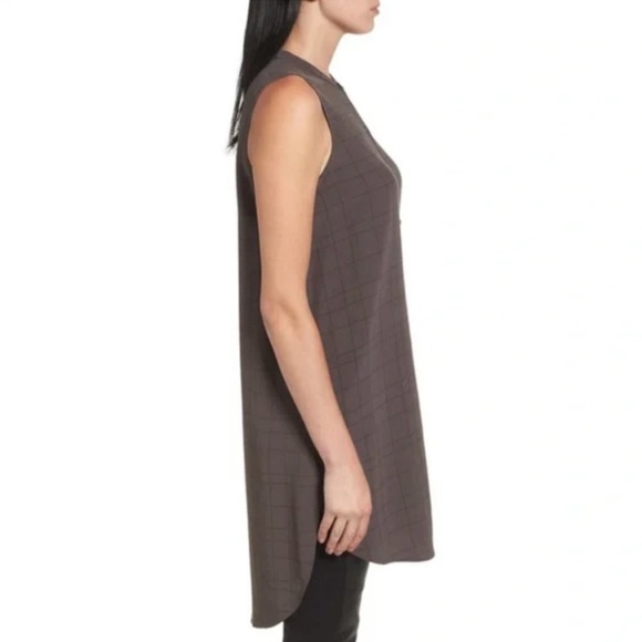 Eileen Fisher Twill Plaid Mandarin Collared Shirt Dress Womens Size Small - Picture 3 of 13